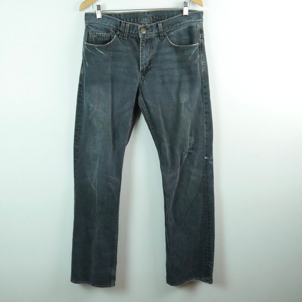 Vintage Y2K Armani Exchange 32 Reg Distressed Straight Leg Jeans Faded Black USA